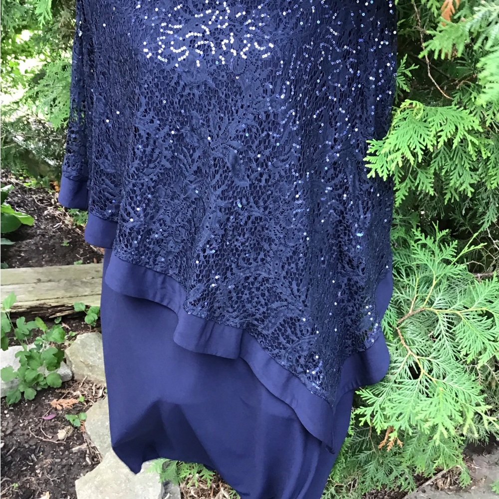 Navy Blue Sequin Poncho style dress